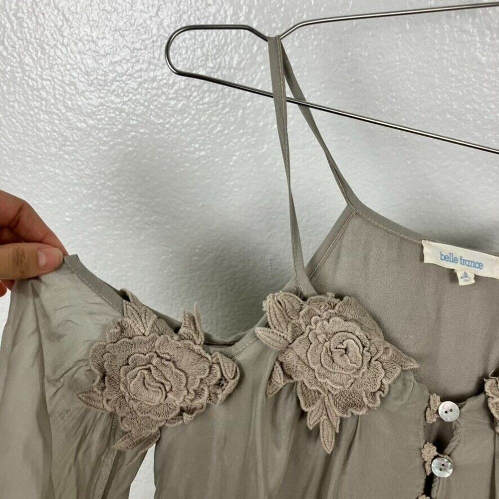 Belle France Silk Fairy Shirt Womens M Whimsigoth Peasant Cottagecore Ethereal - Picture 4 of 8